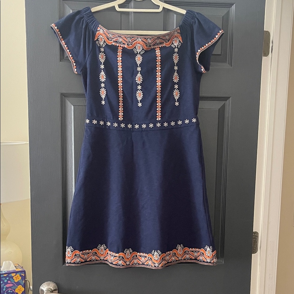 Tory Burch Navy and Orange Floral Mini Dress